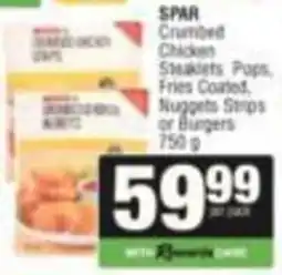 KwikSpar SPAR Crumbed Chicken Steaklets Pops, Fries Coated, Nuggets Strips or Burgers offer