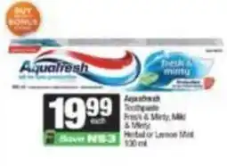 Spar Aquafresh Toothpaste Fresh & Minty offer