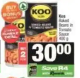 KwikSpar Koo Baked Beans in Tomato Sauce offer