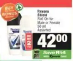KwikSpar Recona Shield Roll On for Male or Female Assorted offer