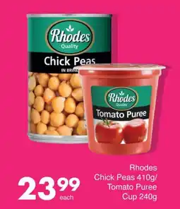 Save Rhodes Chick Peas/ Tomato Puree Cup offer