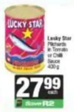 SuperSpar Lucky Star Pilchards in Tomato or Chilli Sauce offer