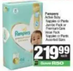 SuperSpar Pampers Active Baby Nappies or Pants Assorted offer