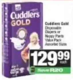 SuperSpar Cuddlers Gold Disposable Diapers or Nappy Pants Assorted Sizes offer