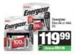 SuperSpar Energizer Max AA or AAA offer