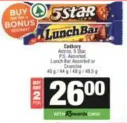 SuperSpar Cadbury 5 Star Lunch Bar Assorted offer