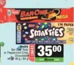 SuperSpar Bar-One Rolo or Peppermint Crisp Chocolates offer