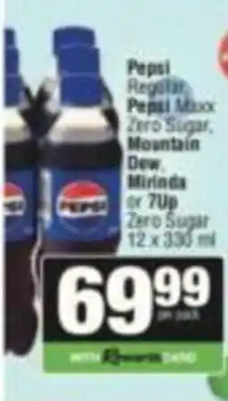 SuperSpar Pepsi Regular, Pepsi Maxx, Zero Sugar, Mountain Dew, Mirinda or 7Up Zero Sugar offer