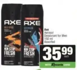 SuperSpar Axe Aerosol Deodorant for Men Assorted offer