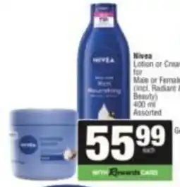 SuperSpar Nivea Lotion or Cream Assorted offer
