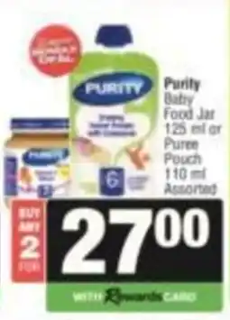 SuperSpar Purity Baby Food Jar or Puree Pouch Assorted offer