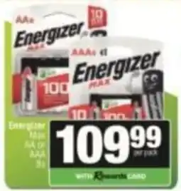SuperSpar Energizer Max AA or AAA offer