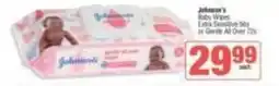 Spar Johnson's - baby wipes extra sensitive 56s or gentle all over 72s offer