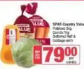 SuperSpar Spar - potatoes, carrots, butternut & cabbage offer