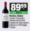 SuperSpar Kleine zalze - cellar collection cabernet/merlot, cabernet sauvignon, merlot or pinotage offer