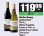 SuperSpar Hartenberg - doorkeeper shiraz, merlot malbec, reserve red or shiraz/mourvèdre/grenache offer