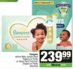 SuperSpar Pampers - active baby jumbo pack diapers or pants offer