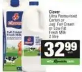 SuperSpar Clover - ultra pasteurised carton or jug full cream or low fat fresh milk offer