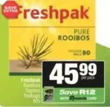 SuperSpar Freshpak - pure rooibos tagless teabags offer