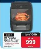 Makro 12 l perpetua digital air fryer (eg-daf12-bk) offer