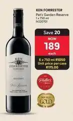 Makro Ken forrester - pat's garden reserve 1 x 750 ml (432070) offer