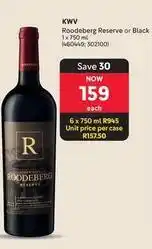 Makro Kwv - roodeberg reserve or black 1 x 750 ml (460449 302100) offer