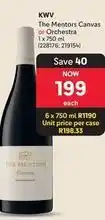 Makro Kwv - the mentors canvas or orchestra 1 x 750 ml (228176 219154) offer