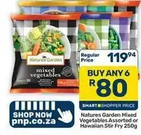 Pick n Pay Hypermarket Nature's garden - mixed vegetables assorted or hawaiian stir fry offer