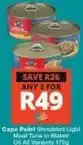 Checkers Cape point - shredded light meat tuna offer