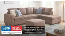 OK Furniture Selena Corner Chaise Lounge Suite with Ottoman offer