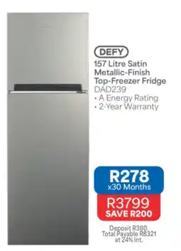 OK Furniture Defy Satin Metallic-Finish Top-Freezer Fridge offer