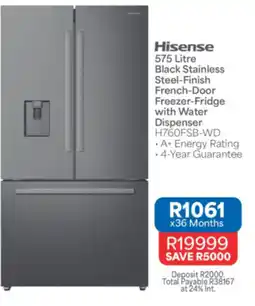 OK Furniture Hisense Black Stainless Steel-Finish French-Door Freezer-Fridge with Water Dispenser offer