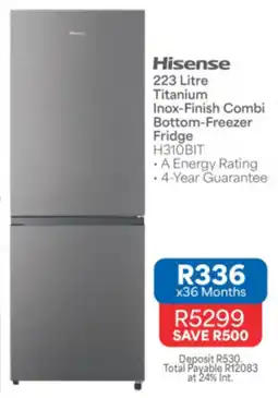 OK Furniture Hisense Titanium Inox-Finish Combi Bottom-Freezer Fridge offer