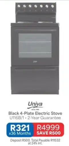 OK Furniture Univa Black 4-Plate Electric Stove offer