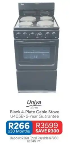 OK Furniture Univa Black 4-Plate Cable Stove offer