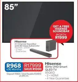 OK Furniture Hisense 85" 60Hz UHD Smart QLED TV offer