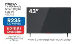 OK Furniture Mora 43" 2K HD Ready Smart Digital LED TV offer