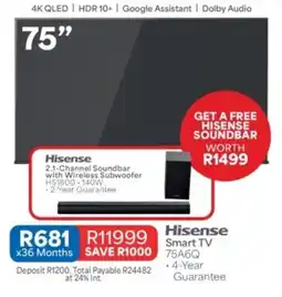 OK Furniture Hisense Smart TV 75A6Q offer