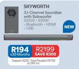 OK Furniture Skyworth 3.1-Channel Soundbar with Subwoofer offer