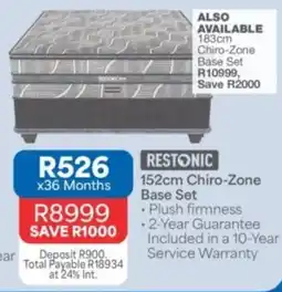 OK Furniture RESTONIC 152cm Chiro-Zone Base Set offer
