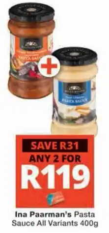 Checkers Hyper Ina Paarman's Pasta Sauce offer
