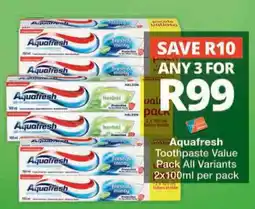 Checkers Hyper Aquafresh Toothpaste Value Pack offer