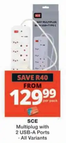 Checkers Hyper SCE Multiplug with 2 USB-A Ports offer