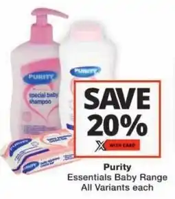 Checkers Purity Essentials Baby Range offer