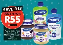 Checkers Purity Baby Food Pouches 6-7 Months offer