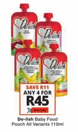 Checkers De-lish Baby Food Pouch offer
