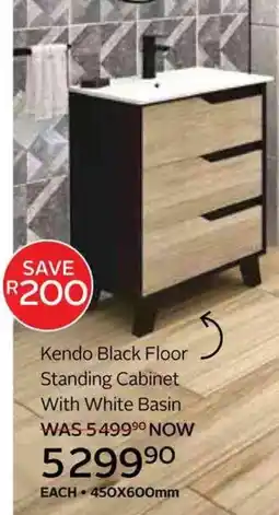 CTM Kendo Black Floor Standing Cabinet With White Basin offer