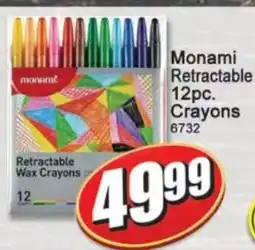 A5 Cash & Carry Monami Retractable Wax Crayons offer