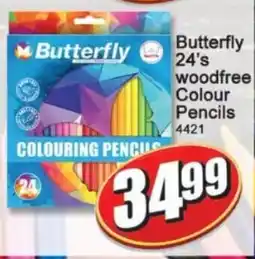 A5 Cash & Carry Butterfly 24's woodfree Colour Pencils offer