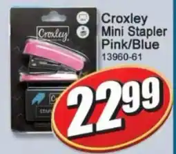 A5 Cash & Carry Croxley Mini Stapler Pink/Blue offer